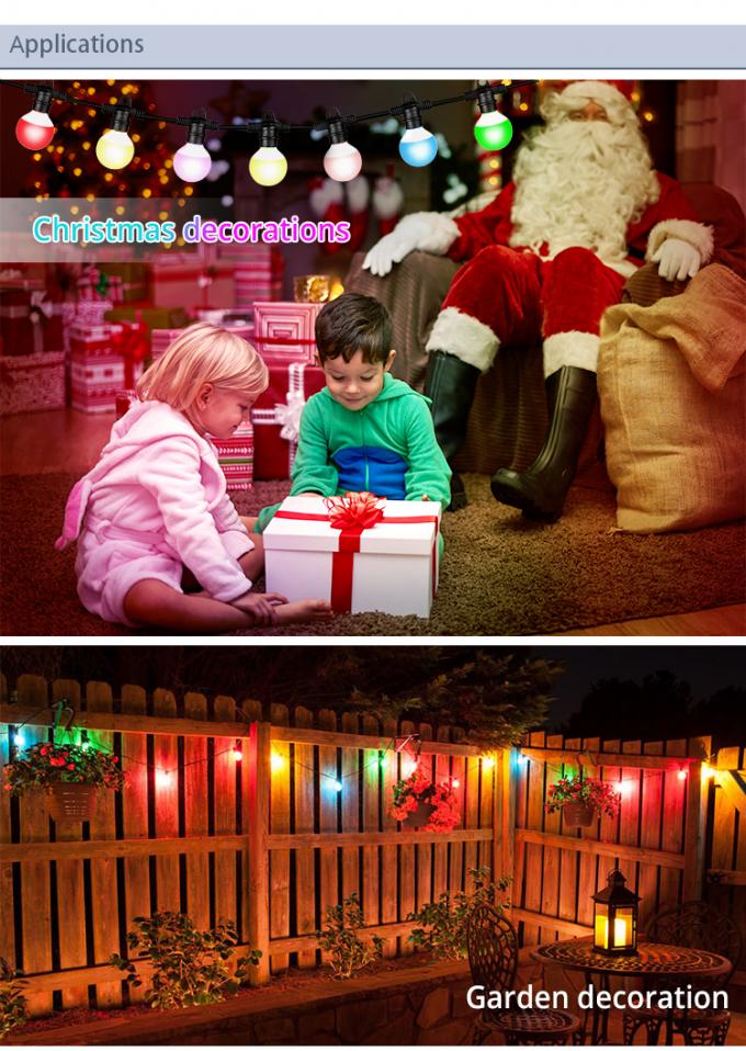 Outdoor IP54 Color Changing RGB String Lights 5050 LED Bulbs