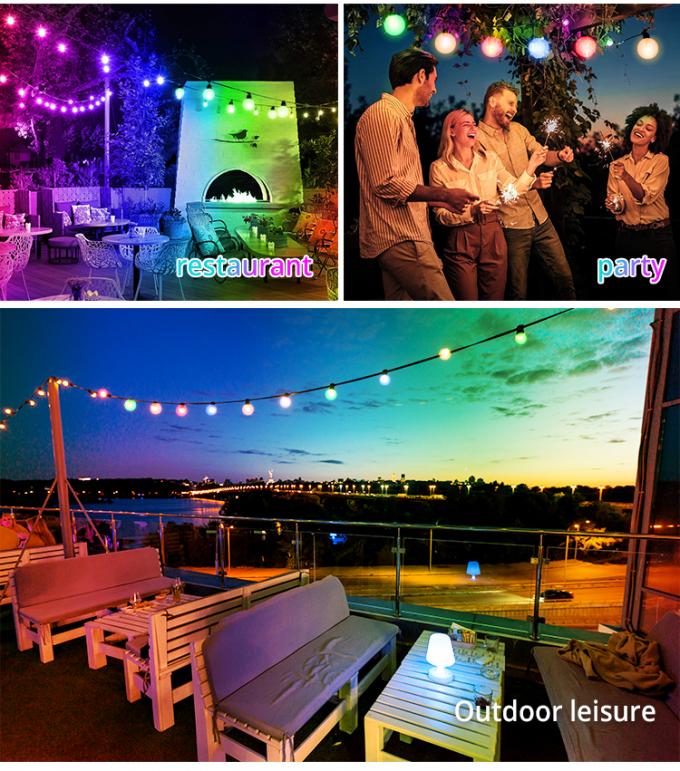 Outdoor IP54 Color Changing RGB String Lights 5050 LED Bulbs