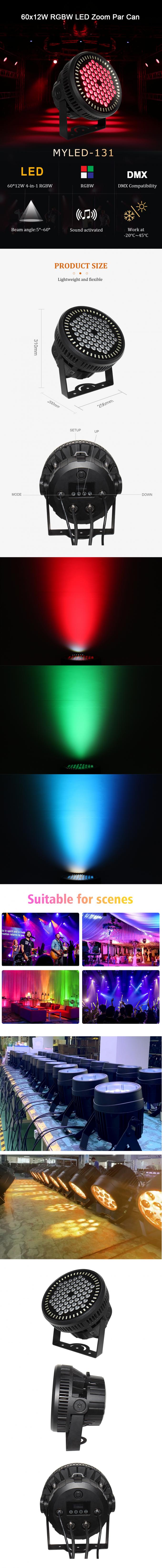 60*12W Rgbw 4In1 Led Par Can Light 60Pcs Party Dmx Outdoor Dj Led Par Light 0