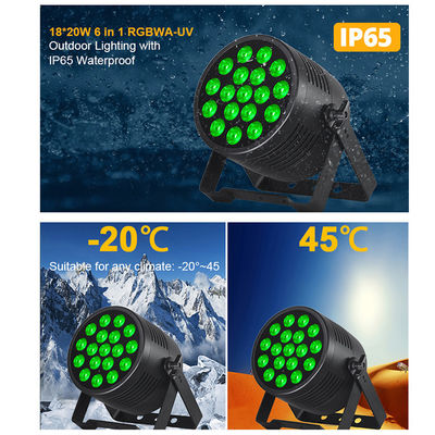 Outdoor Stage Light IP65 Waterproof 18x20W LED Par RGBWA+UV 6 in 1 DMX512 Wash Light for Wedding Party Disco Event Building Facade