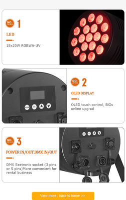 IP65 18*20w Rgbwauv 6in1 Led Waterproof Par Light Stage Light Outdoor Dj up Lighting Wedding