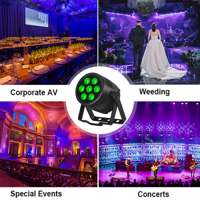 LED Par Lights 6in1 Stage Uplights 7x20W RGBWA-UV DMX512 Control Outdoor DJ Lights For Stage Party Club Disco Wedding Events