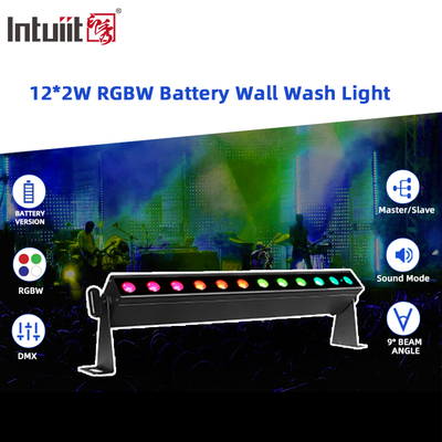 IP20 Wireless 12x2W 0.5m 4in1 Battery Powered Led Wall Washer Lights Stage Light