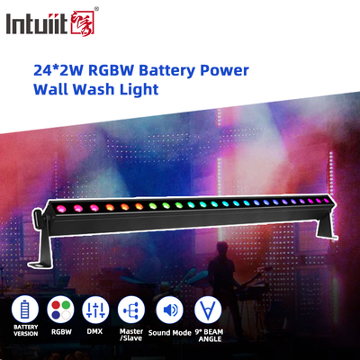 IP20 24x2W RGBW 4in1 Battery Wireless Smart sound-active Control LED Wall Washer Bar Light