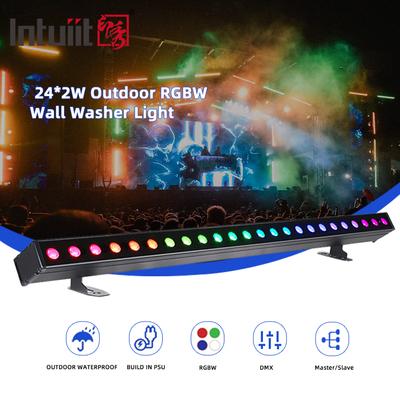 NEW Outdoor Building Led Wall Washer Light IP65 24*2w Waterproof RGBW Wall Washer Bar DJ Led Pixel bar Stage Light Party