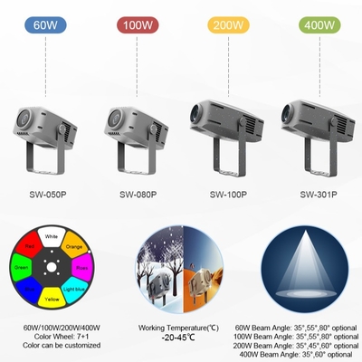 100W Outdoor Advertising LED Gobo Logo Projector Light Rotating Waterproof DMX512 Control Aluminum Beam Projector IP65 Rated