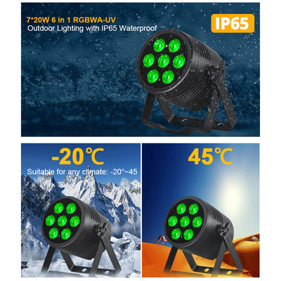 IP65 Waterproof Professional Stage DJ Disco Lights 7*20W RGBWA UV 6in1 LED Par Lights with DMX512 Control