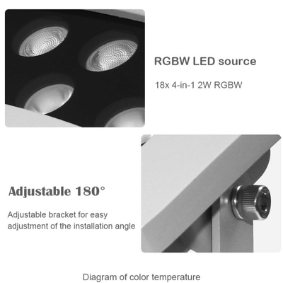36W LED Flood Light with Color Changing Feature for Outdoor Tree Lighting IP65 Aluminum Lamp Body AC Power Supply