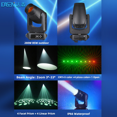 2025 BSW 280W LED Moving Head Stage Light DMX512 Beam Spot Wash 3in1 for DJ Disco Show CMY