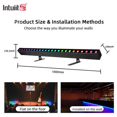 24x2W RGBW 4-in-1 LED Linear Wall Washer Bar —DMX512 Sound Activated Stage Wash Light for Building & Events