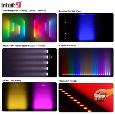 24x2W RGBW 4-in-1 LED Linear Wall Washer Bar —DMX512 Sound Activated Stage Wash Light for Building & Events
