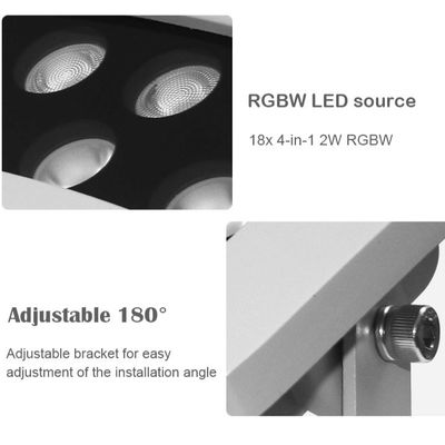 Professional RGBW LED Building Tree Flood Light Waterproof IP65 DMX512 LED Floodlight for Outdoor Facade Lighting 36W