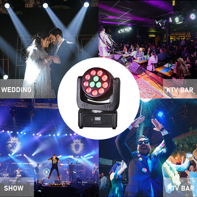 LED 12x8W Moving Head Light RGBW by DMX 512 Sound Activated Stage Lights