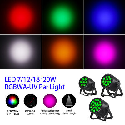 LED 7/12/18X20W Rgbwa Uv 6In1 Waterproof DMX 512 Led Par Light for Outdoor Projects