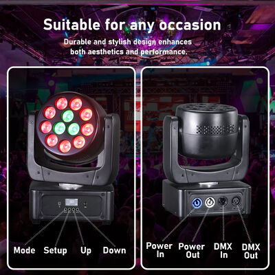 Factory Price Mini LED Moving Head 12x8W RGBW 4in1 Wash Stage Light DMX512 Sound Active for Small Event Disco Party DJ Lighting