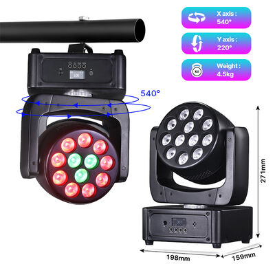 Factory Price Mini LED Moving Head 12x8W RGBW 4in1 Wash Stage Light DMX512 Sound Active for Small Event Disco Party DJ Lighting