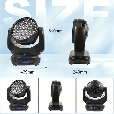Professional 37x10W RGBW 4-in-1 LED Zoom Moving Head Wash Light 5-60 Degree Big Bee Eye Stage Lighting for Concert Stadium Performance