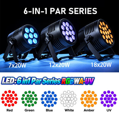 Professional Outdoor Slim LED Par Light IP65 Waterproof 18x20W RGBWauv 6in1 DMX512 Stage Wash Light