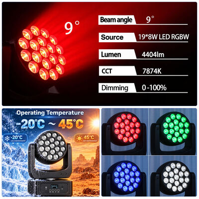 19x8w Rgbw 4in1 Moving Head Wash Light Dj Disco Led Stage Lights