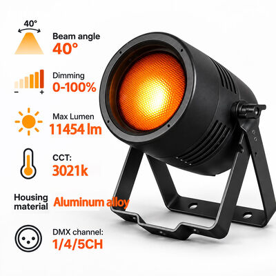 200W LED COB Par Light Aluminum Alloy DMX512 Stage Lighting Warm White Par Can Light for Disco and Bar