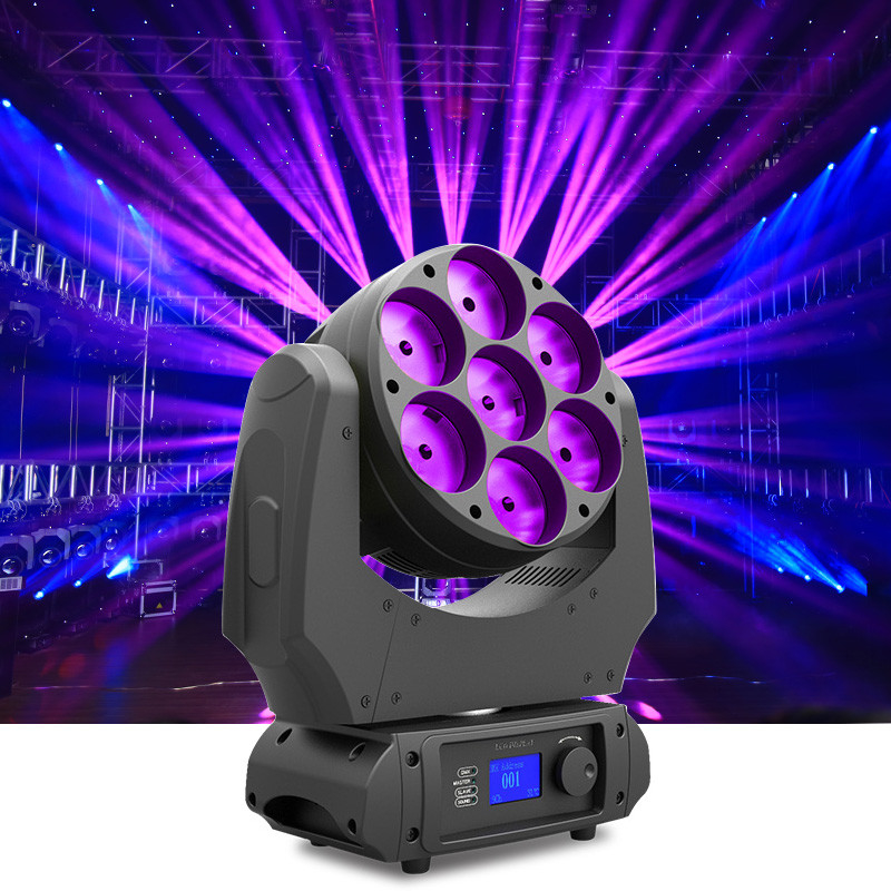 7x40w RGBW 4 In 1 Beam Wash LED Moving Head Light With Zoom Dj Club Disco Light