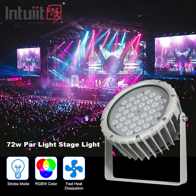 72w RGBW DMX512 Waterproof Led Flood Light Exterior Landscape Garden Round Stage Par Light