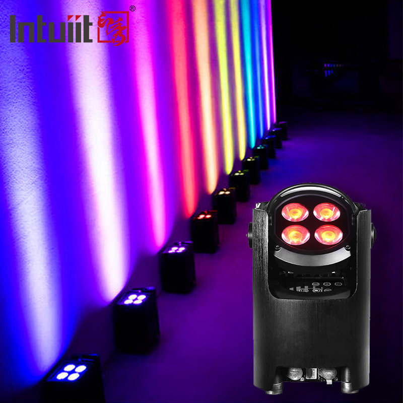 IP54 Mini Uplights 4X12W Battery Spotlight 4 LEDs Wireless DMX & IR Remote Uplights Disco Club Party Stage Uplight