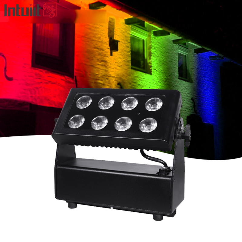 8X15W RGBW 4-in-1 LED Waterproof Floodlight DMX Control Flat Spotlight Background Wall Wash Light Stage Light