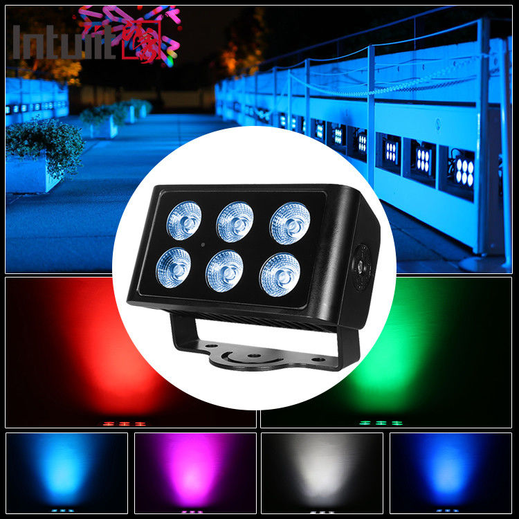 Outdoor Waterproof 6x5W City Color LED Wall Washer Light 4in1 RGBW Floodlight for Hotels & Buildings DMX512 Control Mode