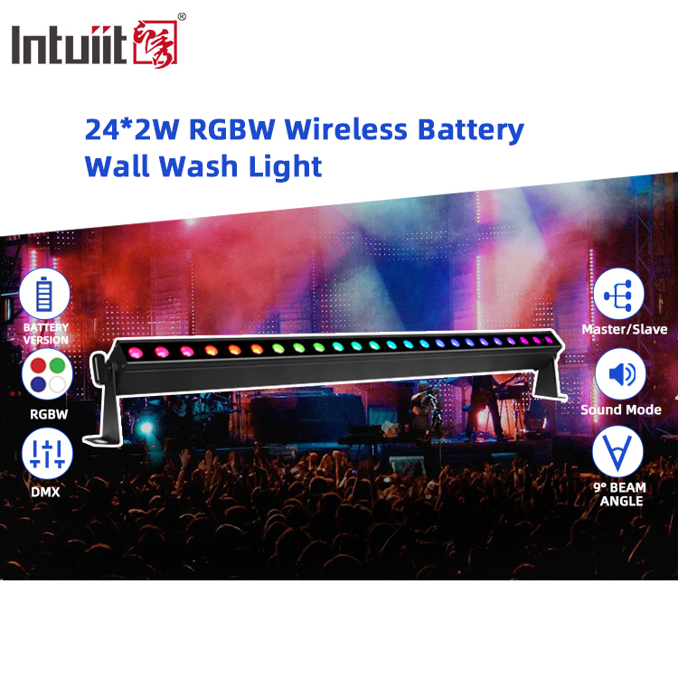IP20 24x2W RGBW 4in1 Battery Wireless Smart sound-active Control LED Wall Washer Bar Light