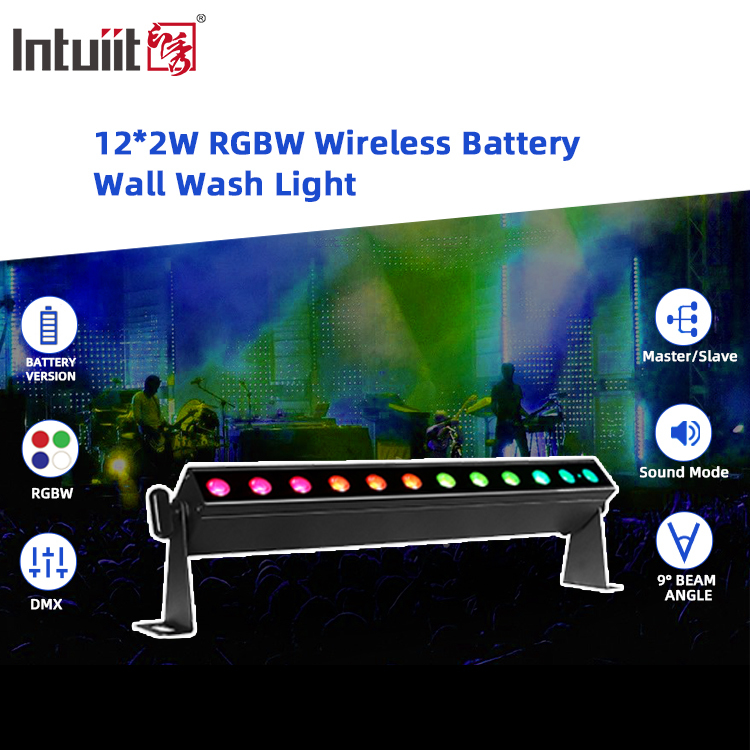 IP20 Wireless 12x2W 0.5m 4in1 Battery Powered Led Wall Washer Lights Stage Light