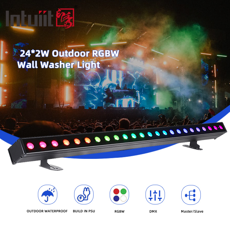 NEW Outdoor Building Led Wall Washer Light IP65 24*2w Waterproof RGBW Wall Washer Bar DJ Led Pixel bar Stage Light Party