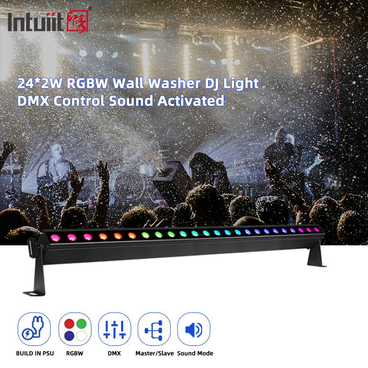 Sound Control 24pcs*2w DMX512 RGBW 4in1 Pixel Linear Bar Led Wall Washer Light Professional Lighting