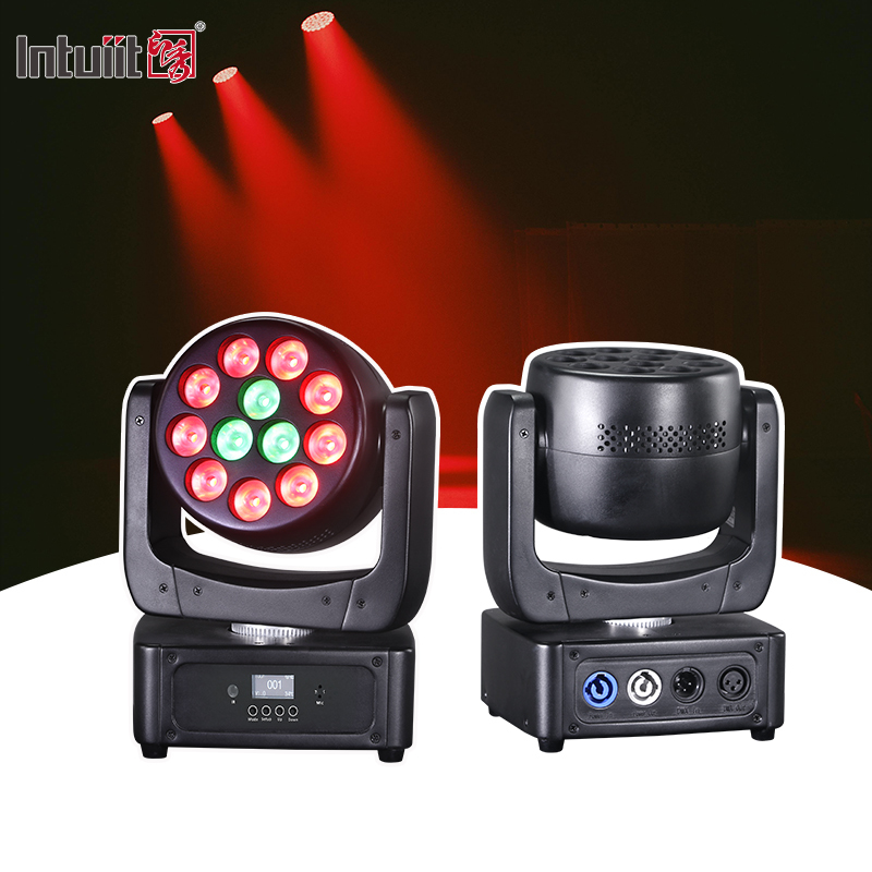 Moving Head Lights 12*8W LED Stage Lights RGBW DJ Lighting DMX 512 Sound Activation for Event Parties Wedding Church Live Band Show