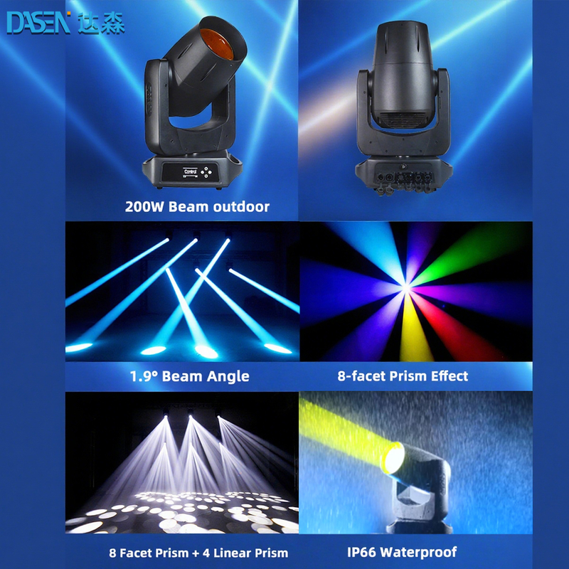 New Model LED 200W With Eight-color wheel Effect Stage Light Beam Moving Head Light Dj Club Stage Event