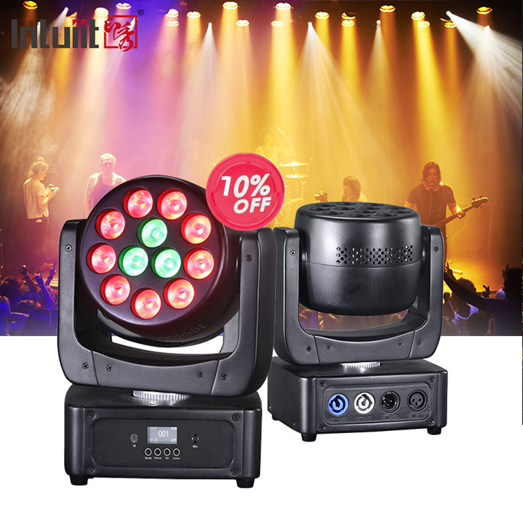 12x8W RGBW Color Mini for Moving Head Beam Wash Stage Light LED DMX Moving Head Lights for Church Party Venue DJ Shows