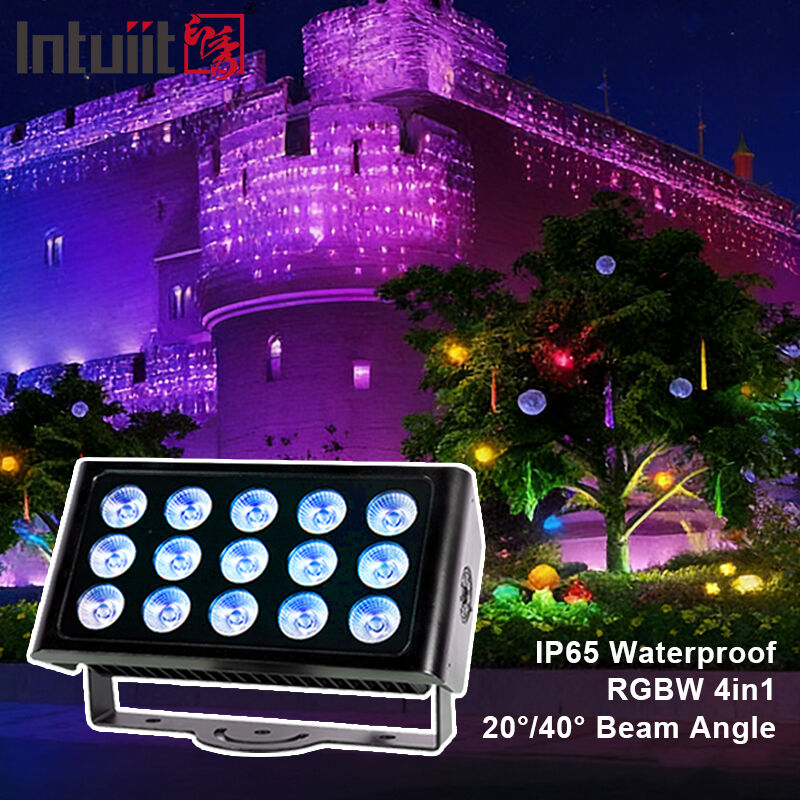 Professional IP65 Waterproof LED Flood Light 15x5W RGBW 4 in 1 Outdoor Landscape Spot Light Aluminum Architectural Wash Light