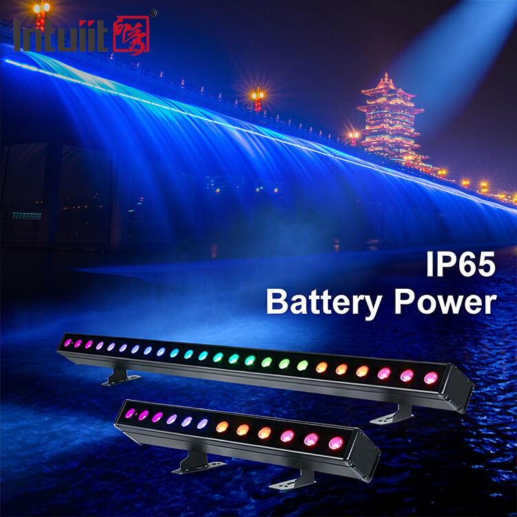 2x12W/24W RGBW 4-in-1 IP65 Battery Powered LED Wall Washer Bar — Cordless Wireless DMX512 Wash Light for Stage, Building & Events
