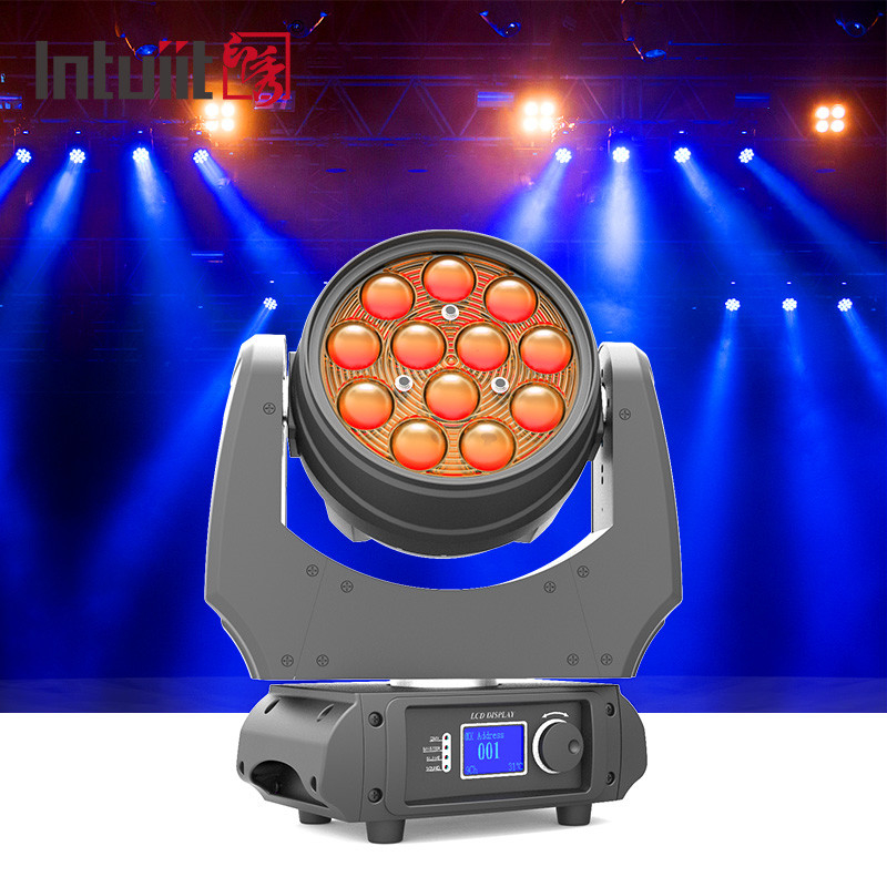 RGBW 4 - In - 1 Zoom 5-60 Degree LED Beam Moving Head Light Wide Angle 12x10W