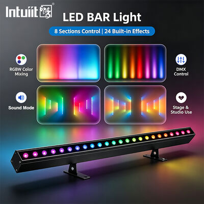 24x2W RGBW 4-in-1 LED Linear Wall Washer Bar —DMX512 Sound Activated Stage Wash Light for Building & Events