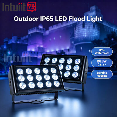 15x5W RGBW 4-in-1 IP65 Outdoor LED Flood Light — DMX512 Waterproof Wide Beam for Garden, Stage & Building Lighting