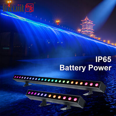 2x12W/24W RGBW 4-in-1 IP65 Battery Powered LED Wall Washer Bar — Cordless Wireless DMX512 Wash Light for Stage, Building & Events